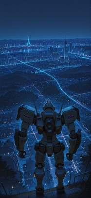 Agentic Blue Night City Spring Machine mobile wallpaper / スマホ壁紙