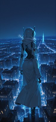 Agentic Blue Night City Winter Machine mobile wallpaper / スマホ壁紙