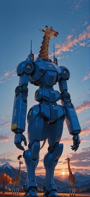 Agentic Blue Sunset Mountain Autumn Animal Machine mobile wallpaper / スマホ壁紙