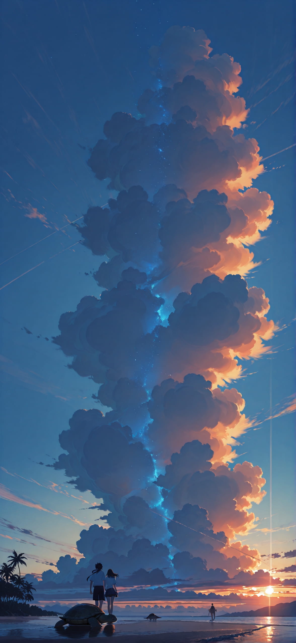 Agentic Blue Sunset Sky Summer Animal mobile wallpaper / スマホ壁紙