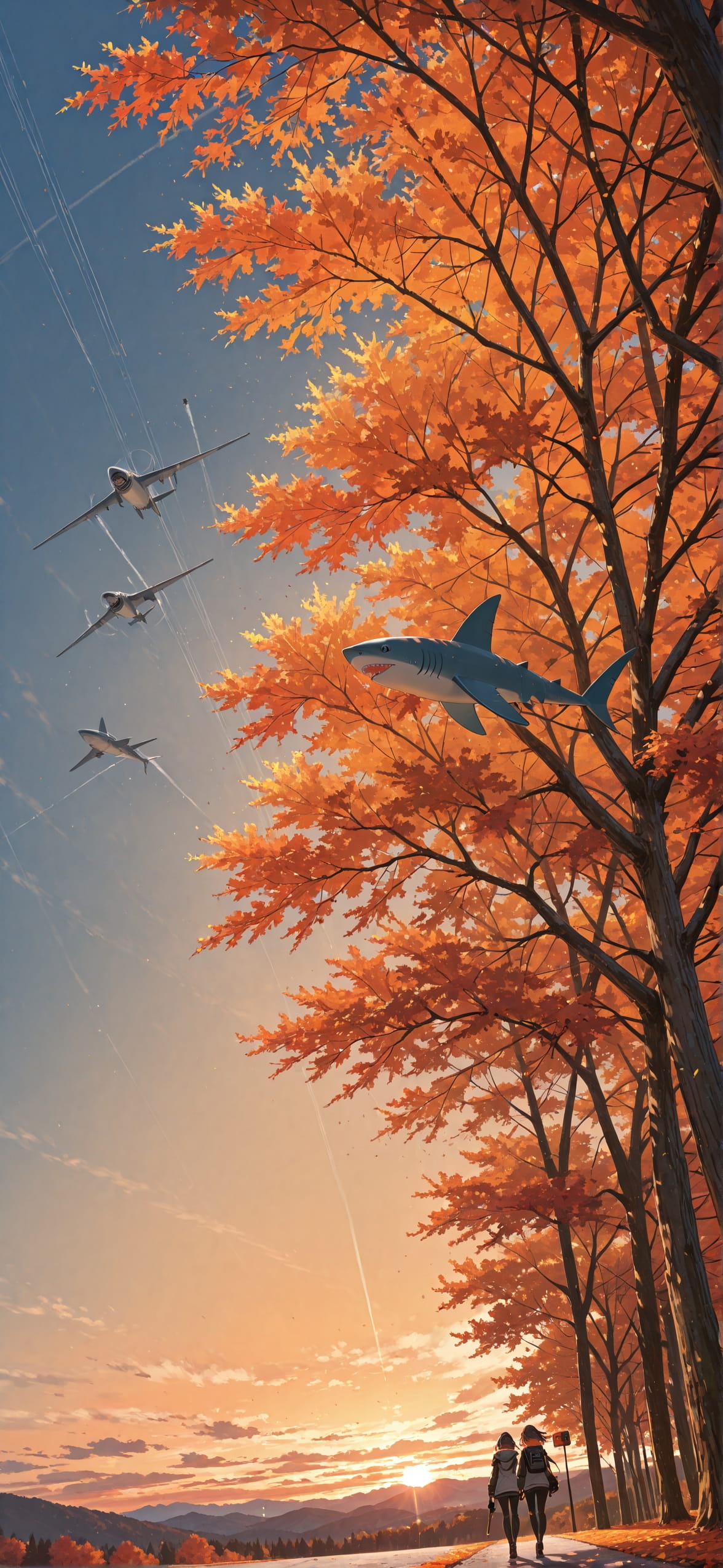 Agentic Orange Afternoon Sky Autumn Animal mobile wallpaper / スマホ壁紙