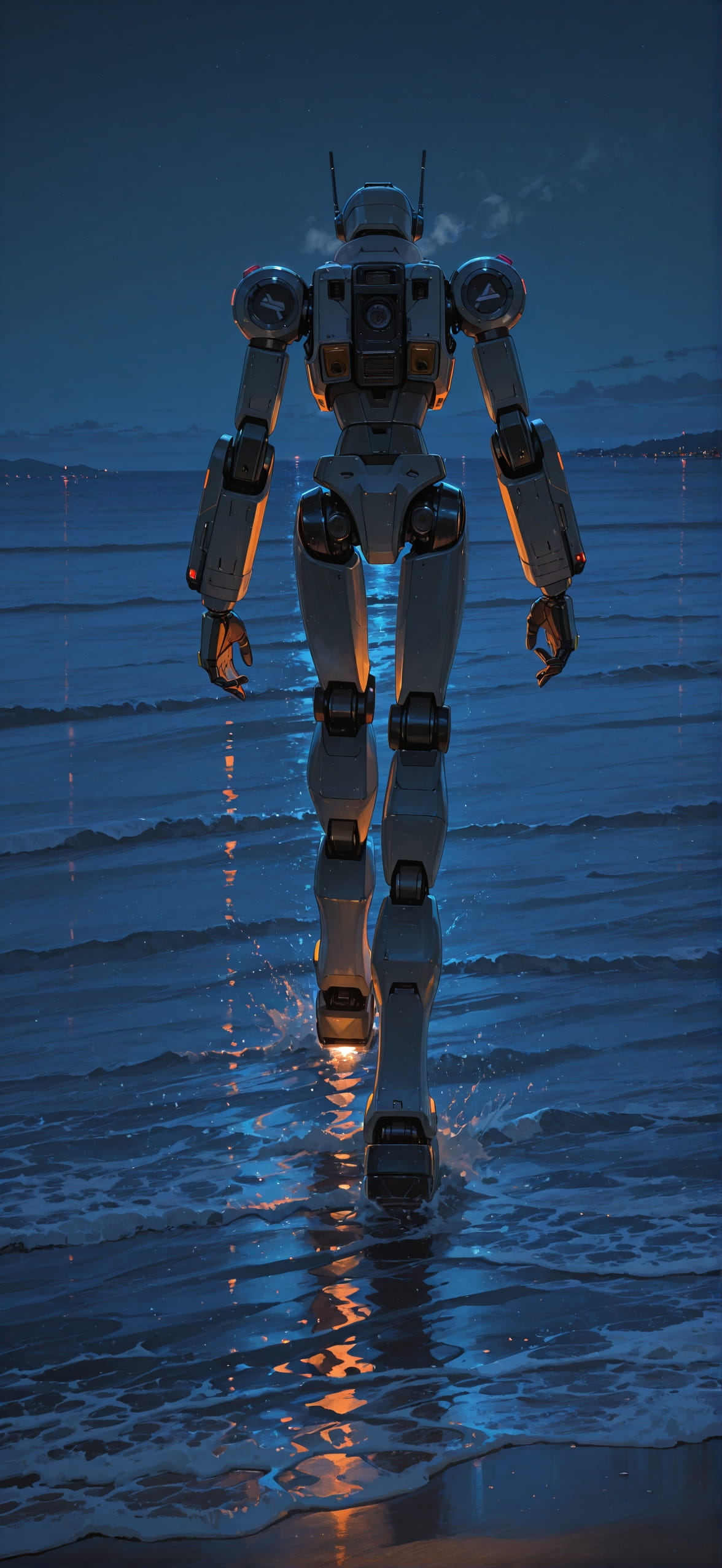 Agentic Orange Night Sea Winter Machine mobile wallpaper / スマホ壁紙