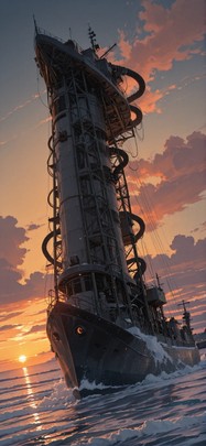 Agentic Orange Sunset Sea Winter Machine mobile wallpaper / スマホ壁紙