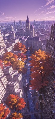 Agentic Purple Afternoon City Autumn mobile wallpaper / スマホ壁紙