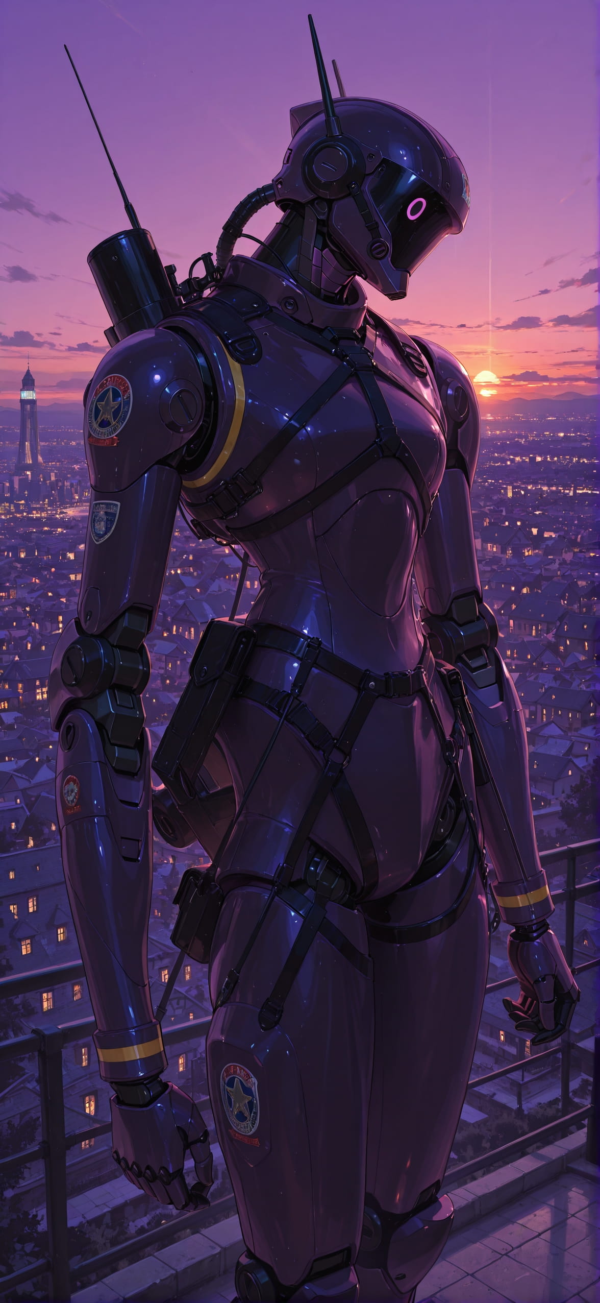 Agentic Purple Sunset City Summer Machine mobile wallpaper / スマホ壁紙