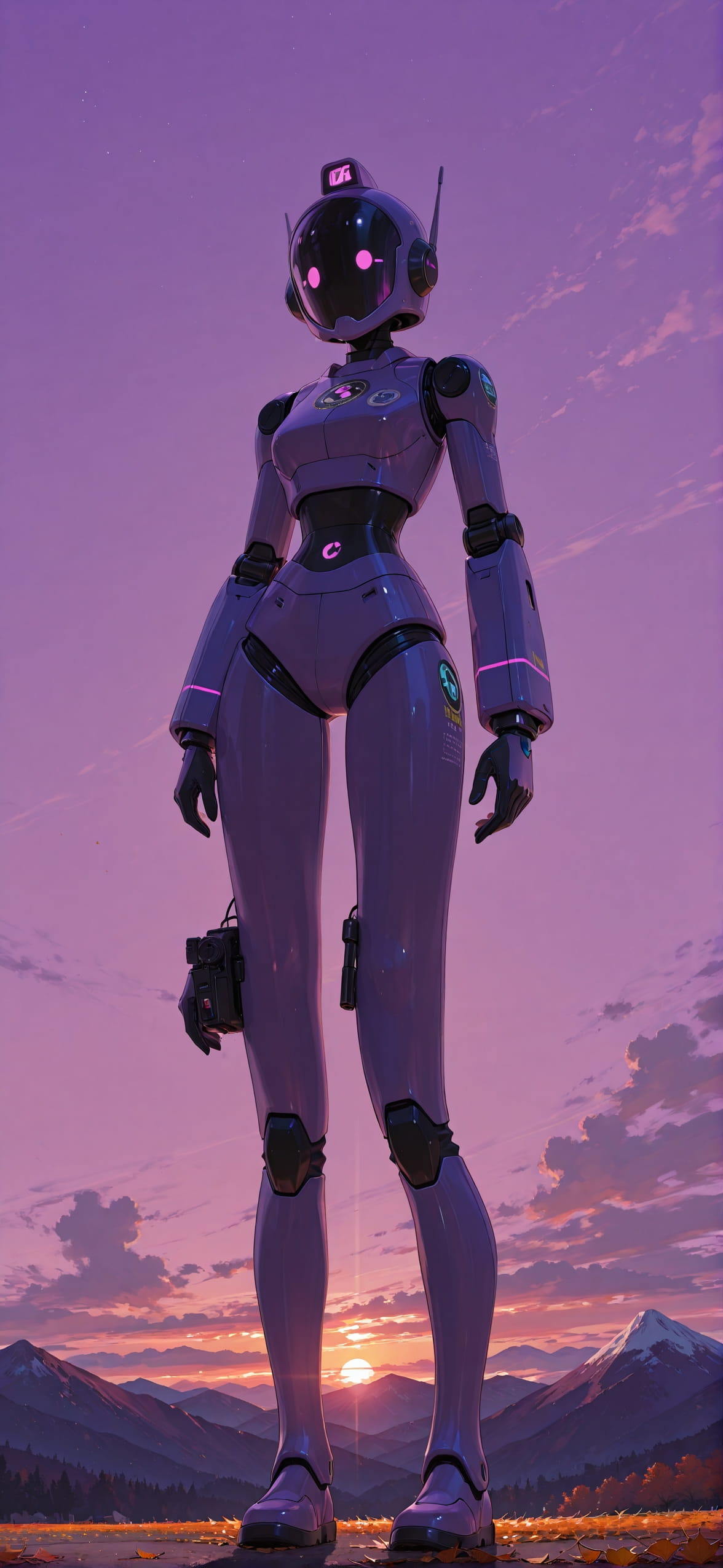 Agentic Purple Sunset Mountain Autumn mobile wallpaper / スマホ壁紙