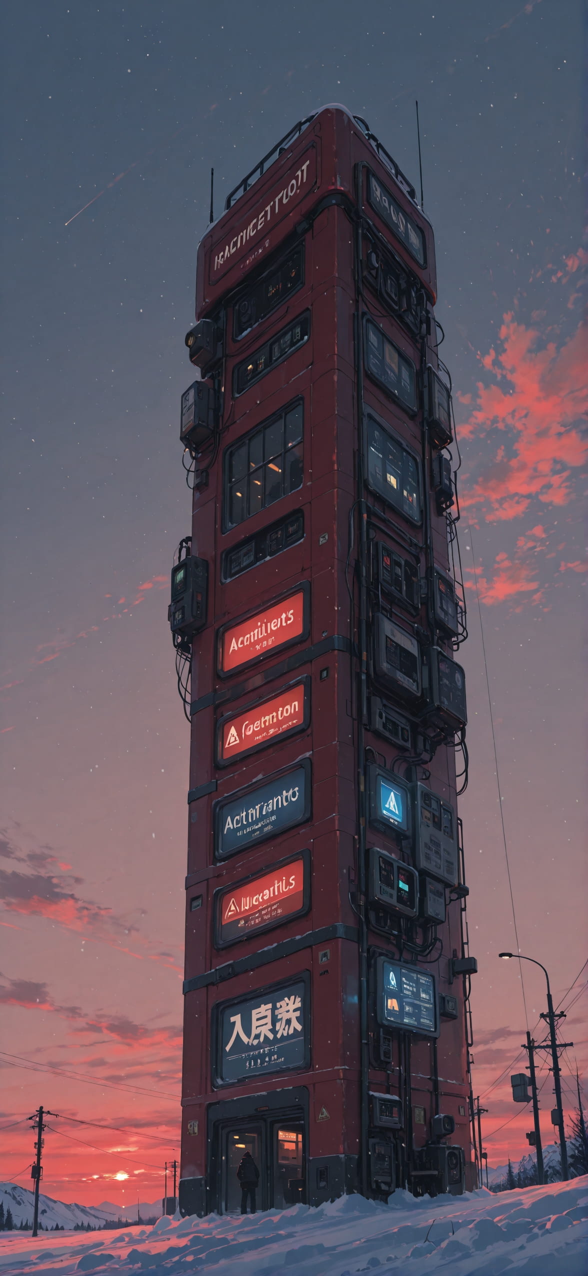 Agentic Red Afternoon Sky Winter Machine mobile wallpaper / スマホ壁紙