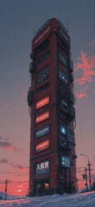 Agentic Red Afternoon Sky Winter Machine mobile wallpaper / スマホ壁紙