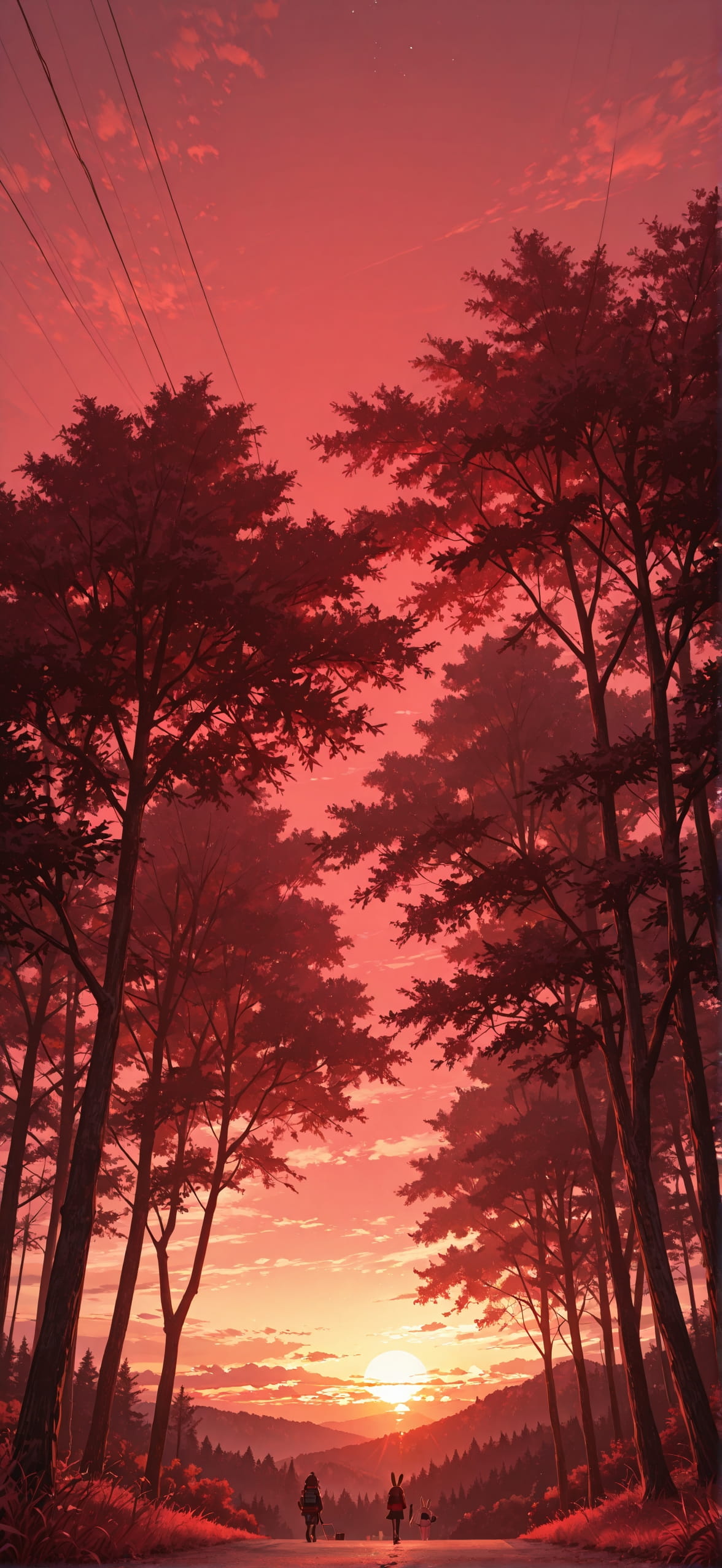 Agentic Red Sunset Nature Summer Animal mobile wallpaper / スマホ壁紙