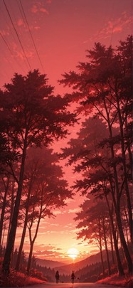 Agentic Red Sunset Nature Summer Animal mobile wallpaper / スマホ壁紙