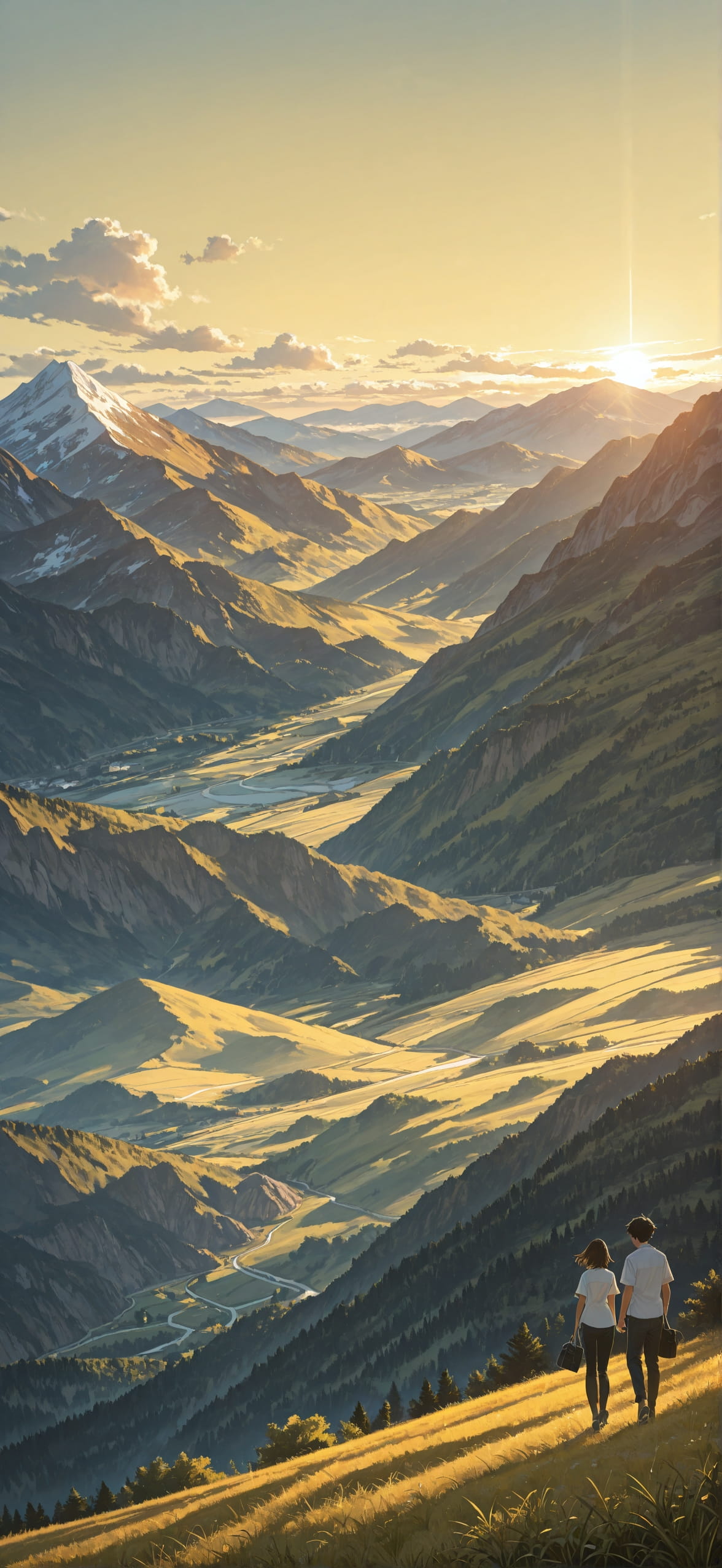 Agentic Yellow Afternoon Mountain Summer Animal mobile wallpaper / スマホ壁紙