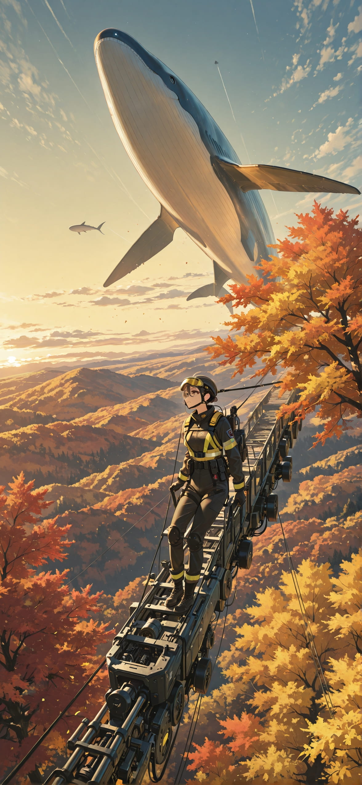 Agentic Yellow Afternoon Sky Autumn Animal Machine mobile wallpaper / スマホ壁紙