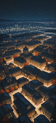 Agentic Yellow Night City Autumn Animal mobile wallpaper / スマホ壁紙