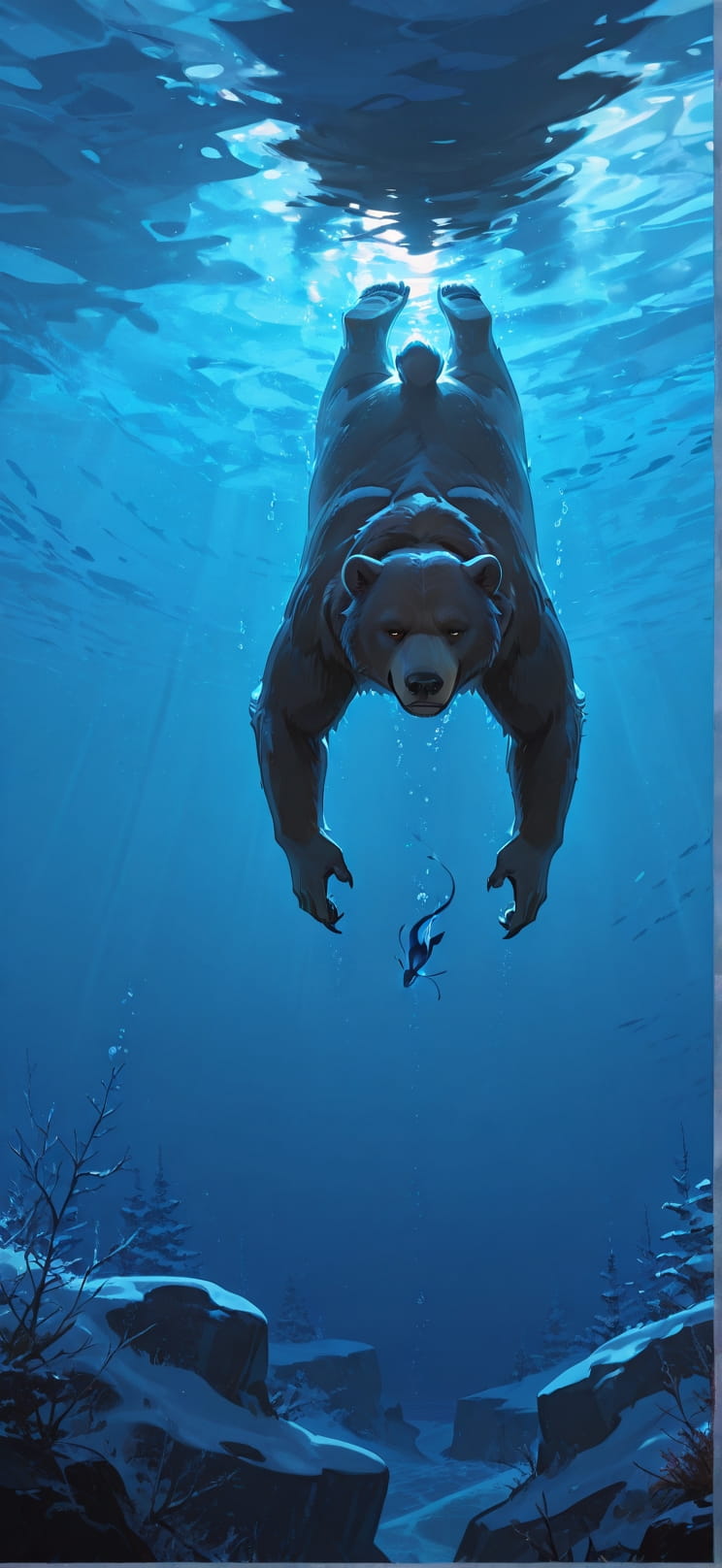 Alchemy Blue Afternoon Sea Winter Animal mobile wallpaper / スマホ壁紙