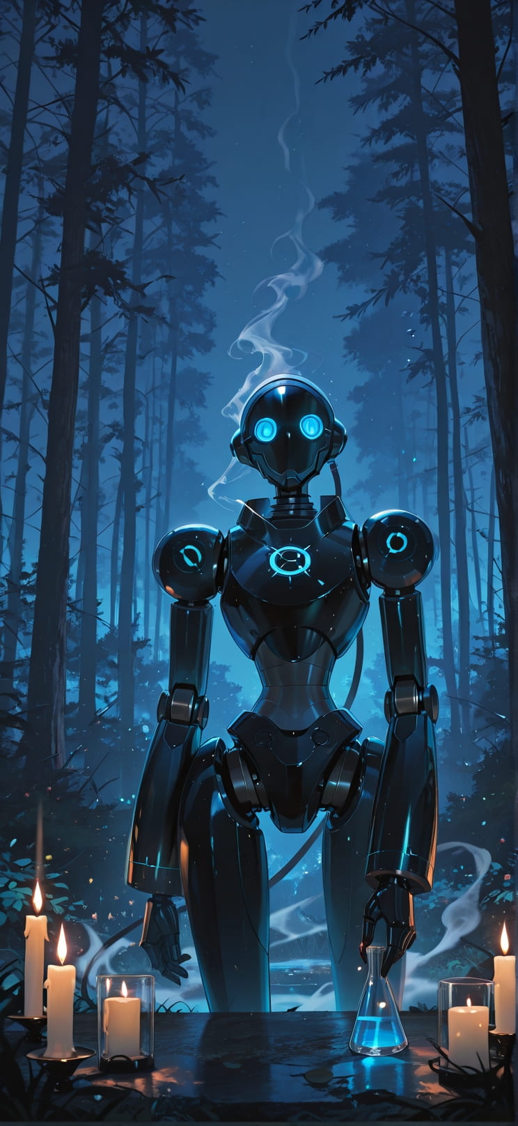 Alchemy Blue Night Nature Spring Machine mobile wallpaper / スマホ壁紙