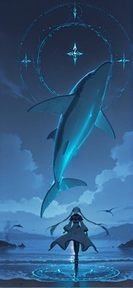 Alchemy Blue Night Sea Spring Animal Machine mobile wallpaper / スマホ壁紙