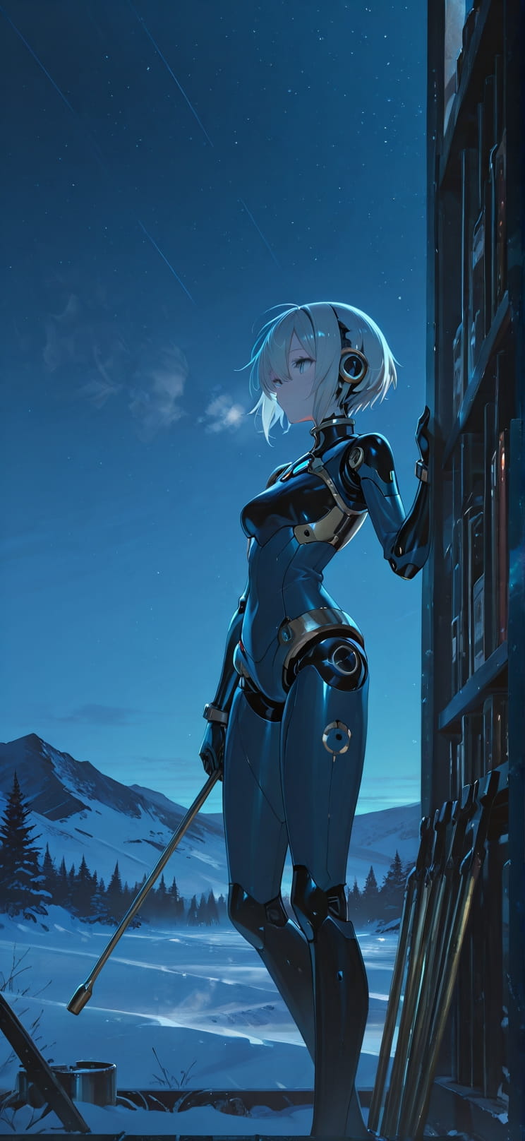 Alchemy Blue Night Sky Winter Machine mobile wallpaper / スマホ壁紙