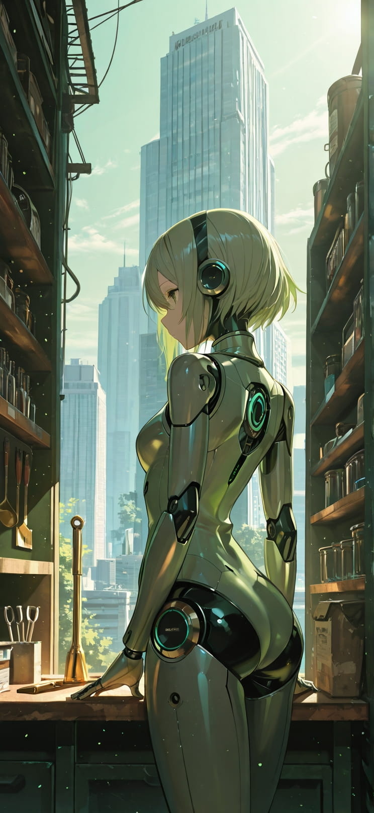 Alchemy Green Afternoon City Spring Machine mobile wallpaper / スマホ壁紙