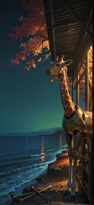 Alchemy Green Night Sea Autumn Animal Machine mobile wallpaper / スマホ壁紙