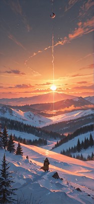 Alchemy Orange Sunset Nature Winter mobile wallpaper / スマホ壁紙