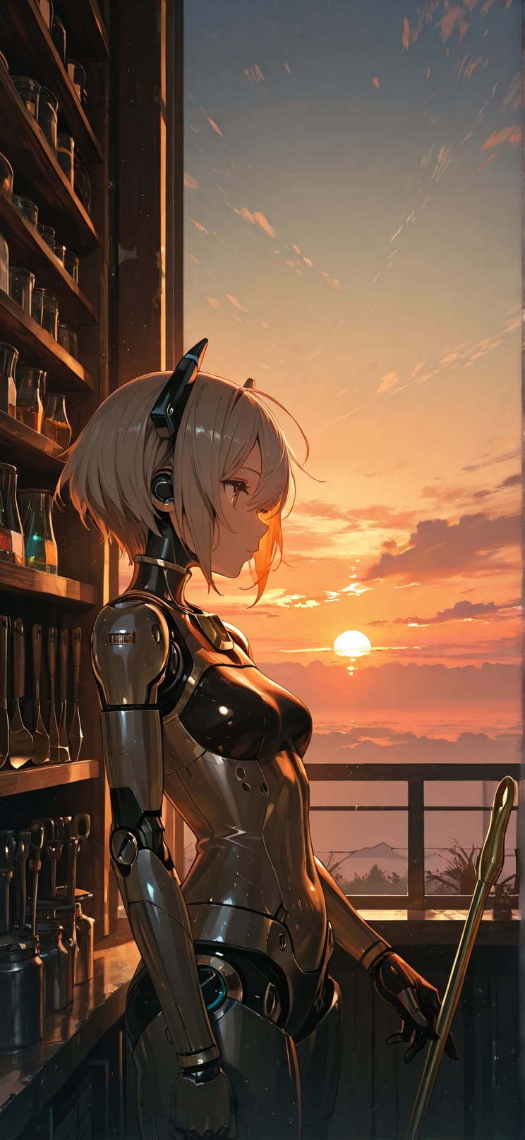Alchemy Orange Sunset Sky Summer Animal Machine mobile wallpaper / スマホ壁紙