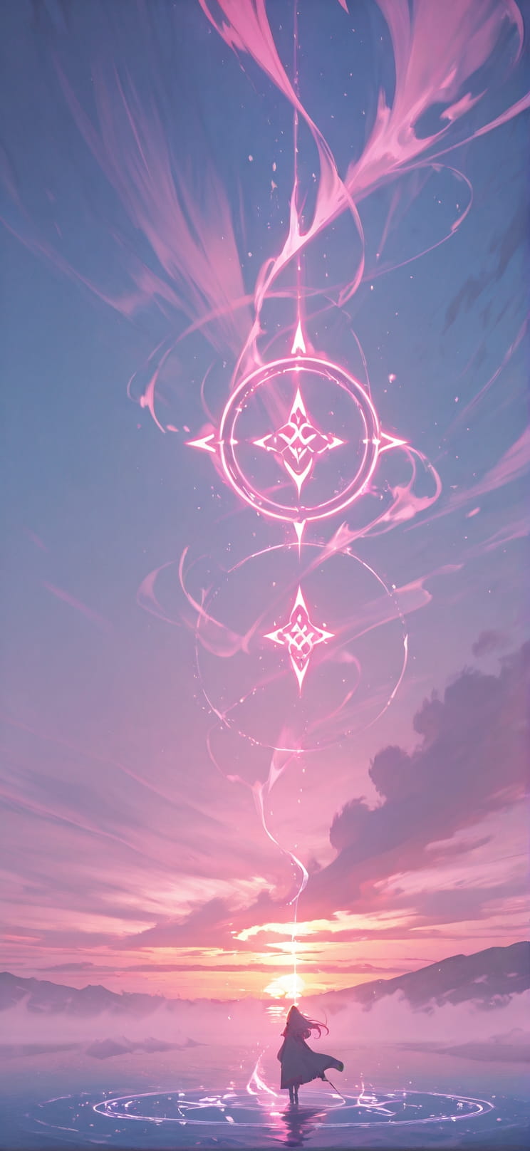 Alchemy Pink Sunset Sea Spring mobile wallpaper / スマホ壁紙