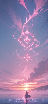 Alchemy Pink Sunset Sea Spring mobile wallpaper / スマホ壁紙