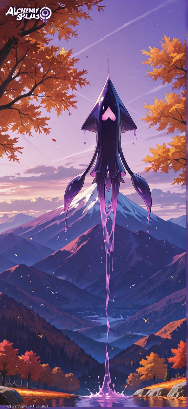 Alchemy Purple Afternoon Mountain Autumn Animal mobile wallpaper / スマホ壁紙