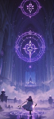 Alchemy Purple Night City Spring mobile wallpaper / スマホ壁紙