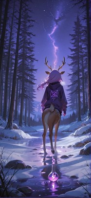 Alchemy Purple Night Nature Winter Animal mobile wallpaper / スマホ壁紙