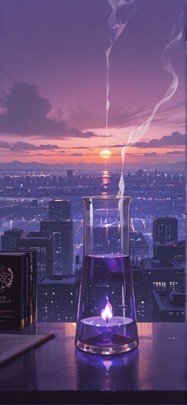 Alchemy Purple Sunset City Winter mobile wallpaper / スマホ壁紙