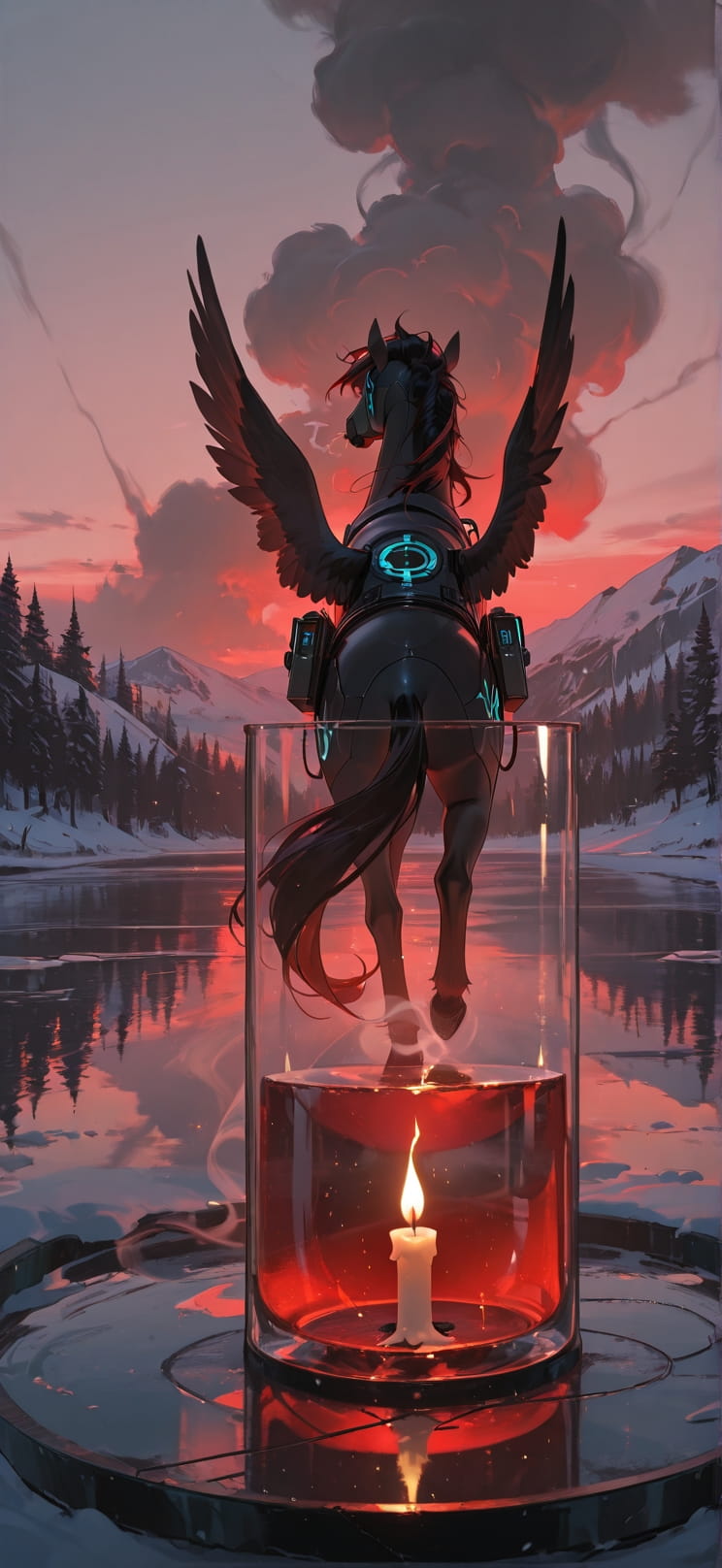 Alchemy Red Afternoon Sea Winter Animal Machine mobile wallpaper / スマホ壁紙