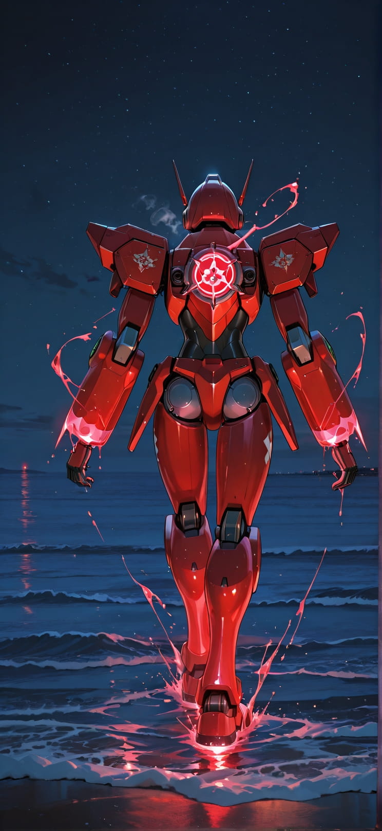 Alchemy Red Night Sea Winter Machine mobile wallpaper / スマホ壁紙