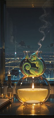 Alchemy Yellow Night City Summer Animal mobile wallpaper / スマホ壁紙