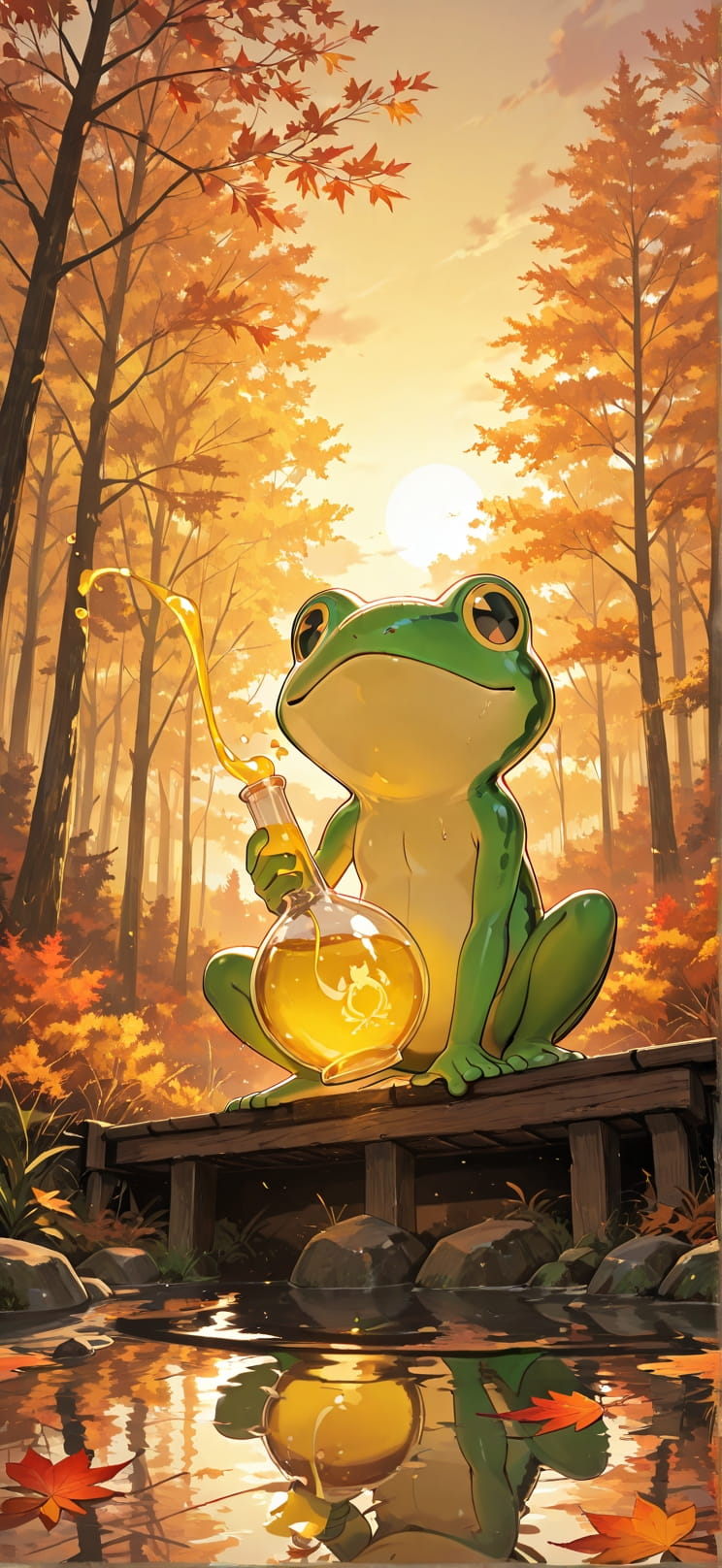 Alchemy Yellow Sunset Nature Autumn Animal mobile wallpaper / スマホ壁紙