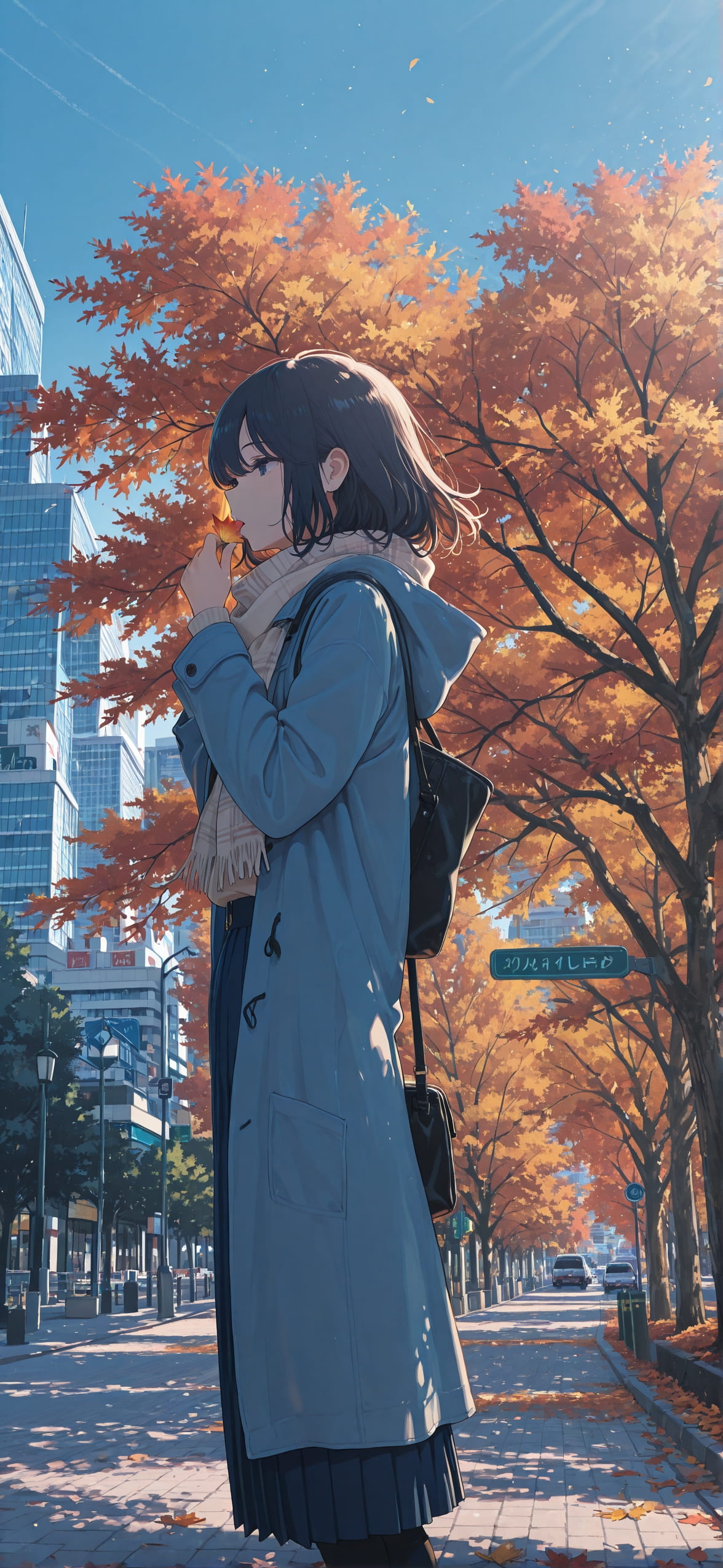 Allthefeels Blue Afternoon City Autumn mobile wallpaper / スマホ壁紙