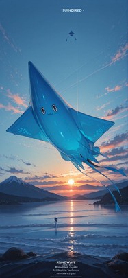 Allthefeels Blue Sunset Mountain Summer Animal Machine mobile wallpaper / スマホ壁紙