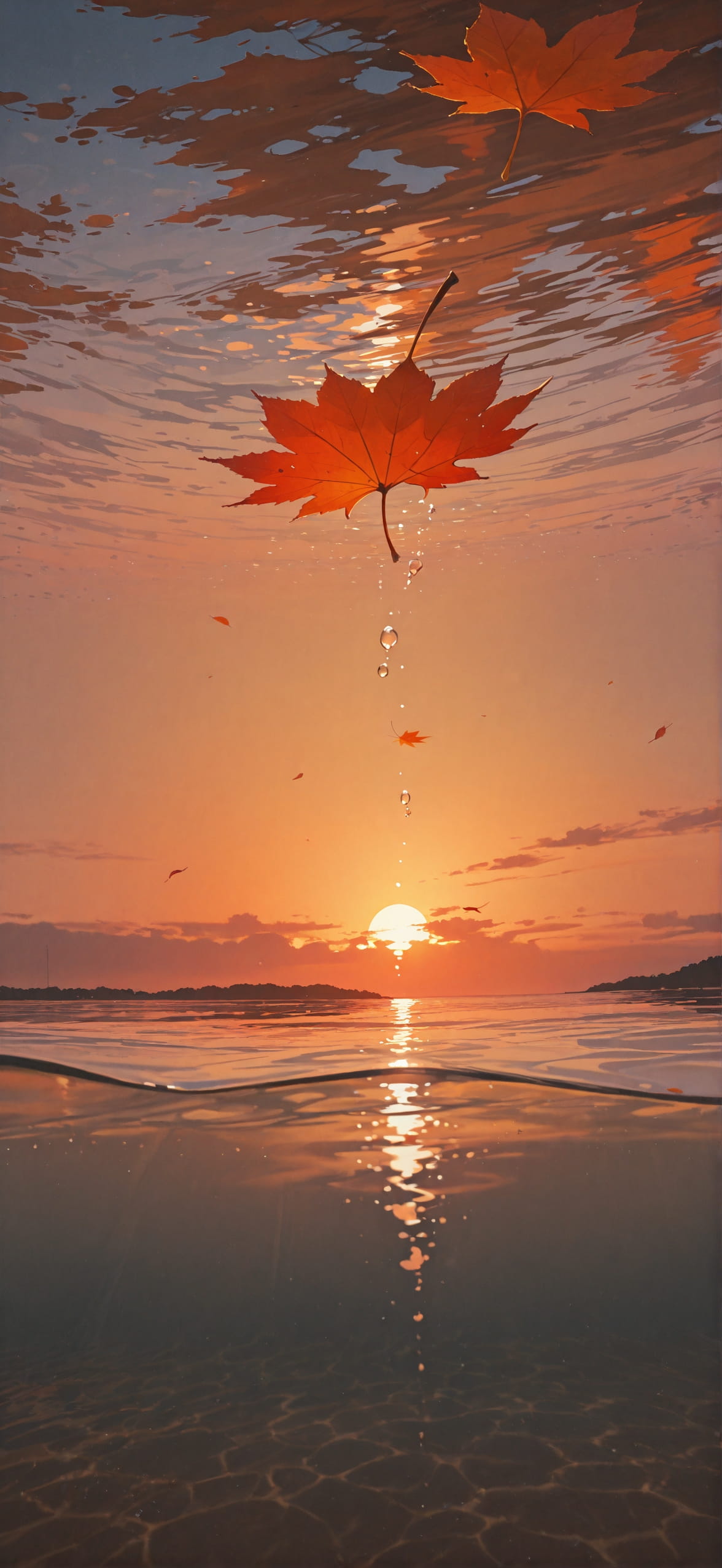 Allthefeels Brown Sunset Sea Autumn mobile wallpaper / スマホ壁紙