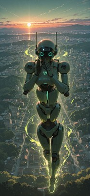 Allthefeels Green Sunset City Spring Machine mobile wallpaper / スマホ壁紙