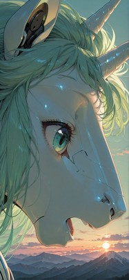 Allthefeels Green Sunset Mountain Summer Animal Machine mobile wallpaper / スマホ壁紙