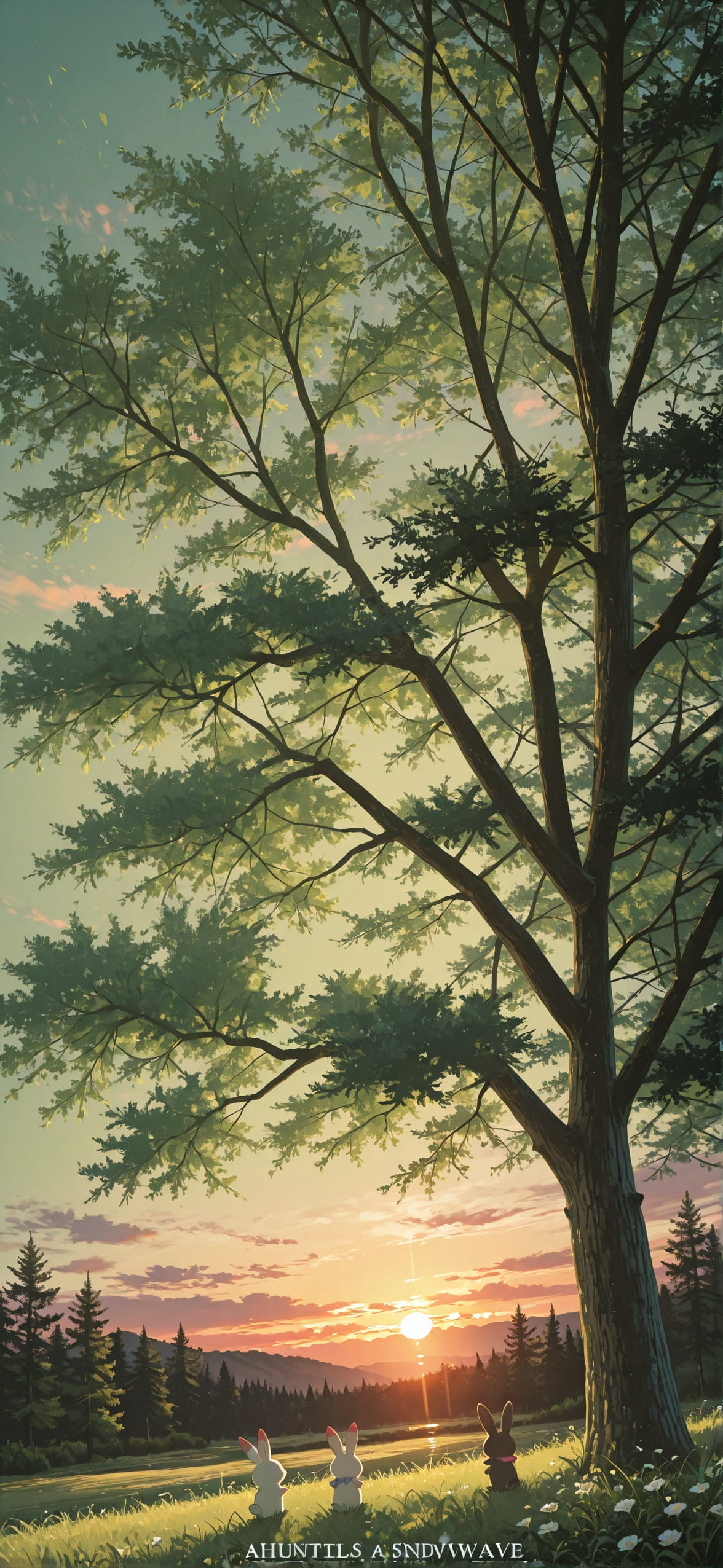 Allthefeels Green Sunset Nature Spring Animal mobile wallpaper / スマホ壁紙