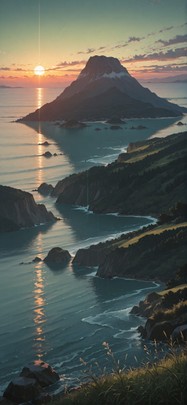 Allthefeels Green Sunset Sea Spring mobile wallpaper / スマホ壁紙