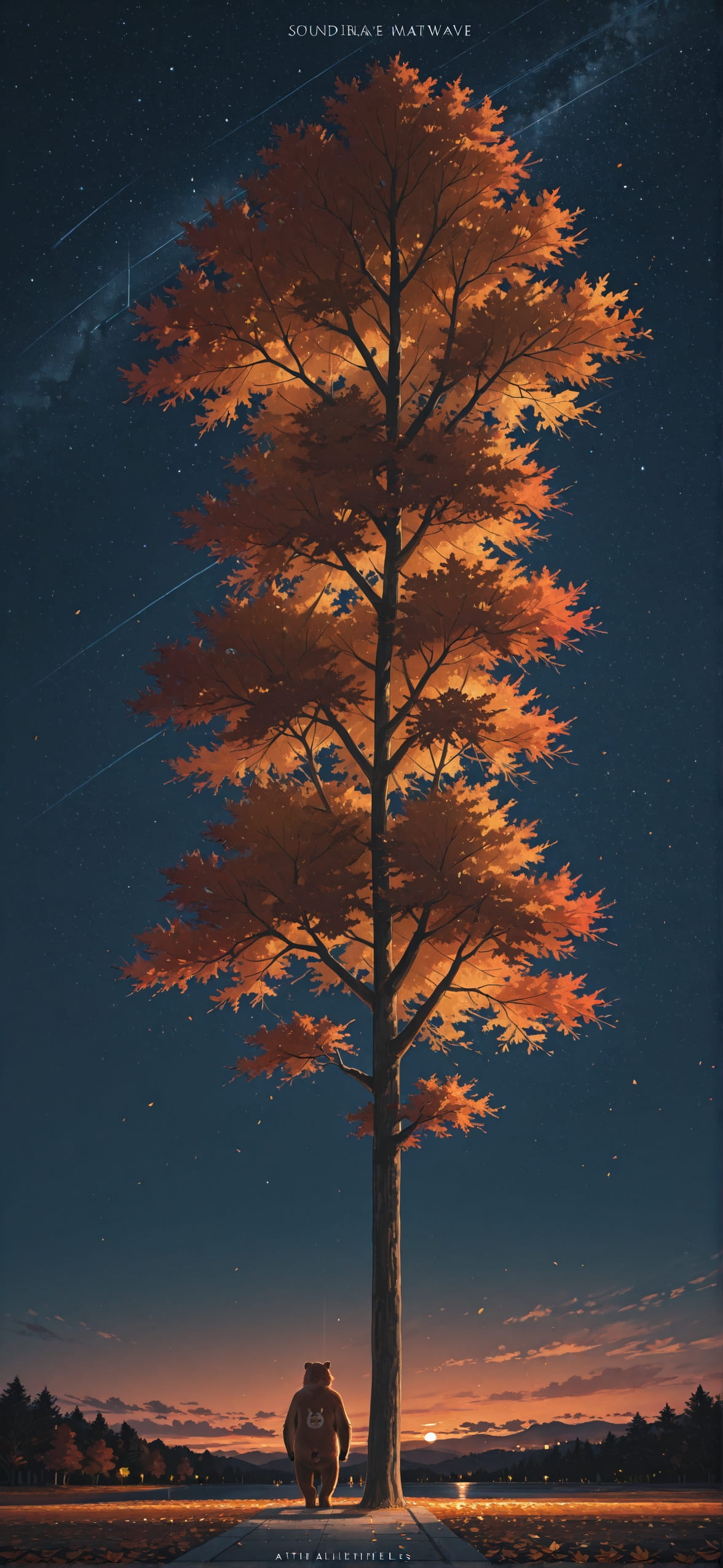 Allthefeels Orange Night Sky Autumn Animal mobile wallpaper / スマホ壁紙