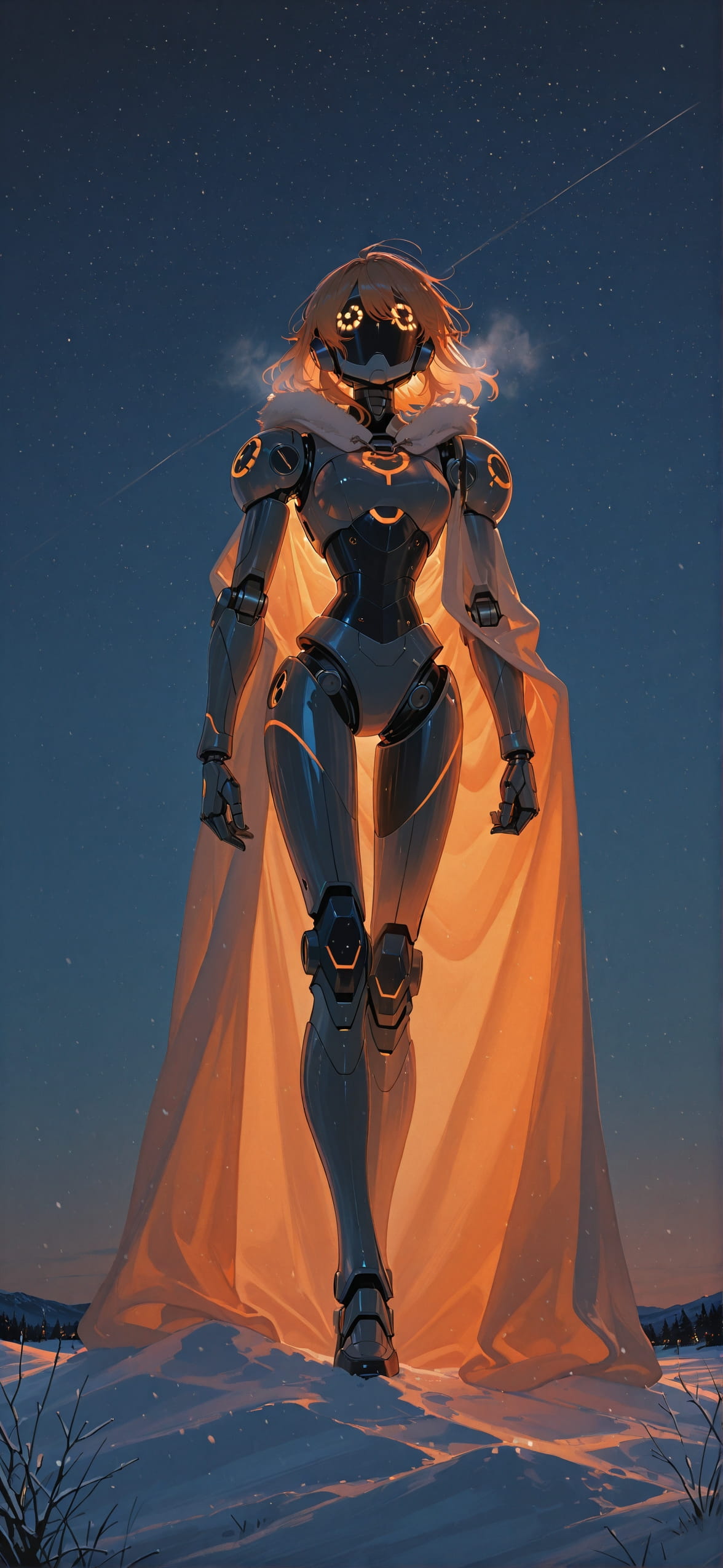 Allthefeels Orange Night Sky Winter Machine mobile wallpaper / スマホ壁紙