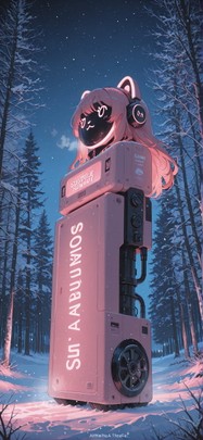 Allthefeels Pink Night Nature Winter Machine mobile wallpaper / スマホ壁紙