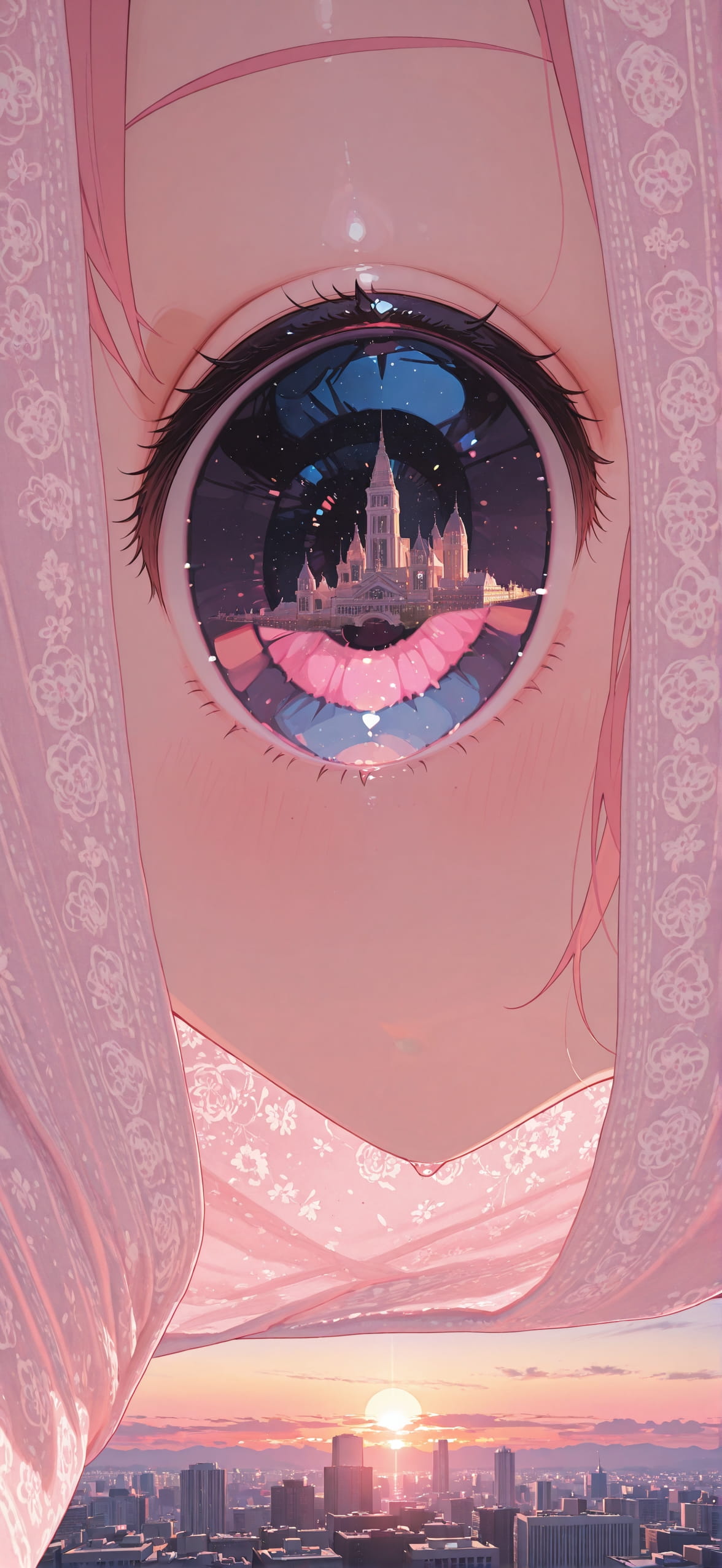 Allthefeels Pink Sunset City Spring Machine mobile wallpaper / スマホ壁紙