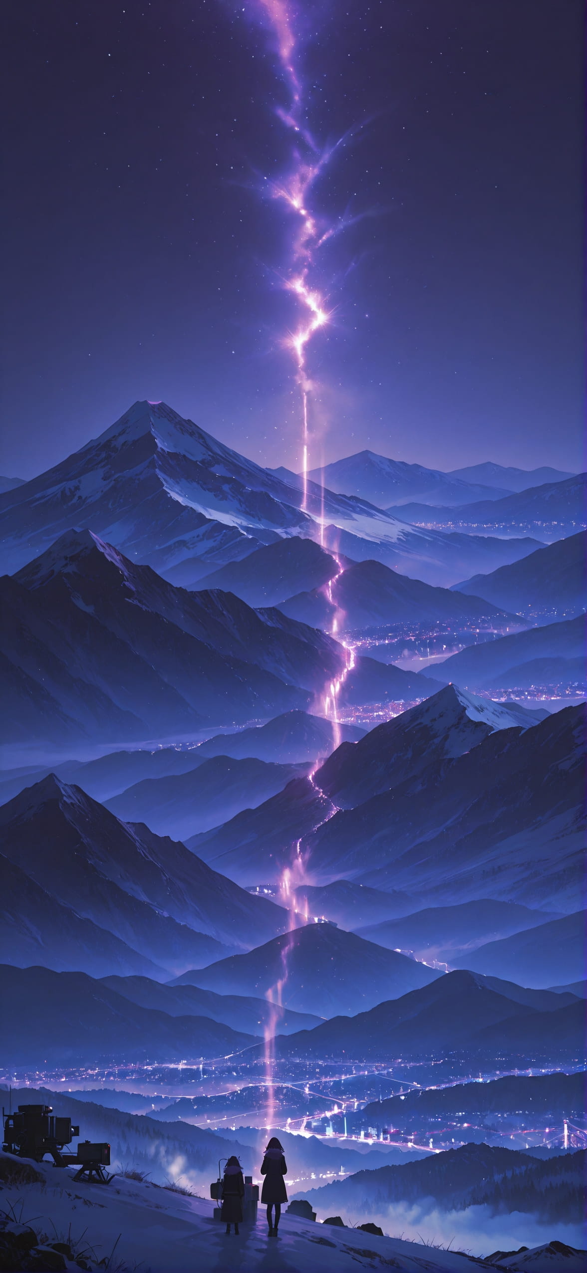 Allthefeels Purple Night Mountain Winter Machine mobile wallpaper / スマホ壁紙