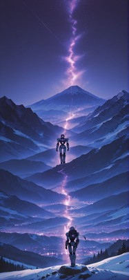 Allthefeels Purple Night Mountain Winter Machine mobile wallpaper / スマホ壁紙