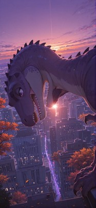 Allthefeels Purple Sunset City Autumn Animal mobile wallpaper / スマホ壁紙