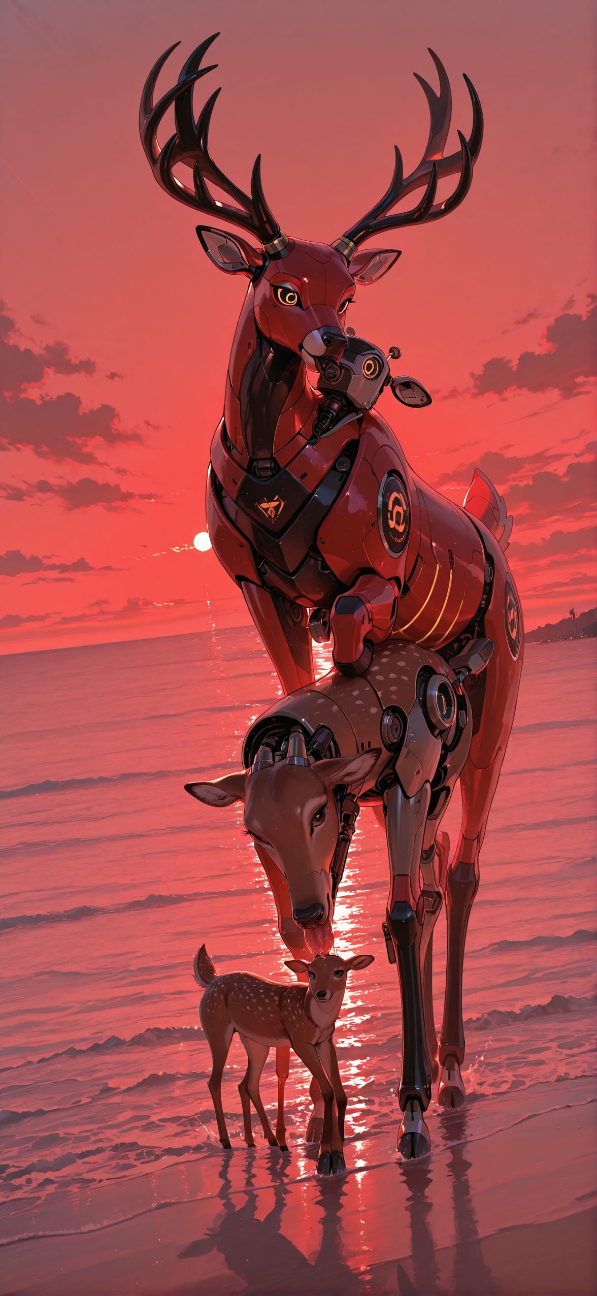 Allthefeels Red Afternoon Sea Summer Animal Machine mobile wallpaper / スマホ壁紙